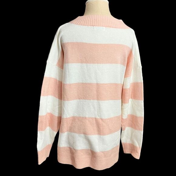 Calvin Klein Blush Pink/ White Sweater / SZ: L / NWT - Picture 3 of 7